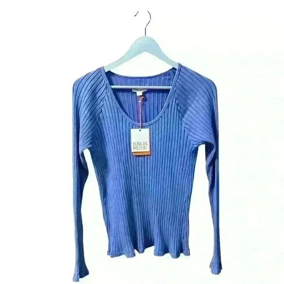 Knox Rose Purple Blue Ribbed Sweater Large - Picture 1 of 4